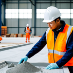 A focused construction engineer in a professional safety helmet and high-visibility vest, fully clothed in appropriate work attire, expertly supervising the application of Polymer Cement Mortar on a large, seamless industrial floor in a modern Malaysian factory. The environment is well-lit, clean, and highlights the durable, water-resistant properties of the material. The scene captures the essence of long-term investment in robust construction. Professional photography, high resolution, realistic, natural pose, perfect anatomy, correct proportions, well-formed hands, proper finger count, natural body proportions, safe for work, appropriate content, modest, family-friendly.